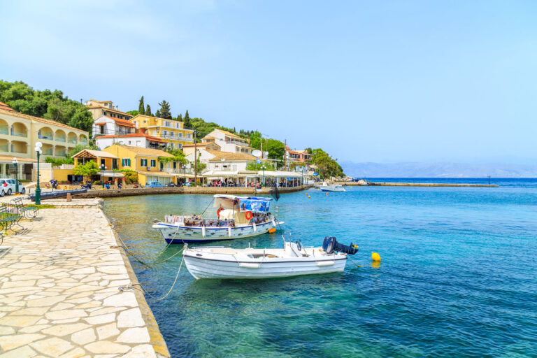 Boats,In,Kassiopi,Bay,In,Corfu,Island,,Greece